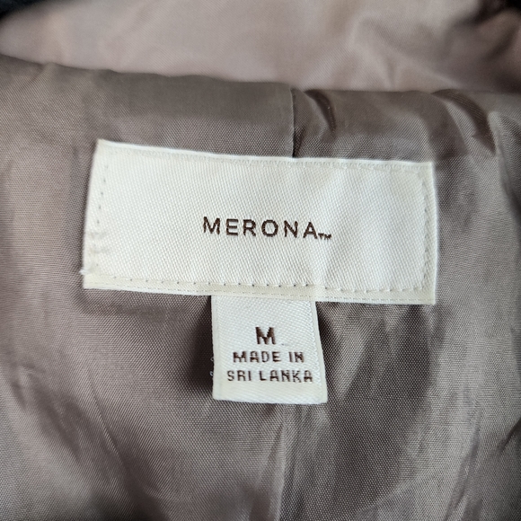 Merona Med Light Brown Classic Button Up Trench Coat Double Breasted Jacket - Picture 3 of 6